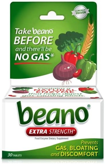 Beano Extra Strength, Gas Prevention & Digestive Enzyme Supplement, 30 Count (Pack of 2)