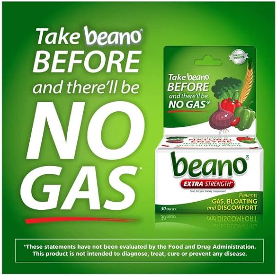 Beano Extra Strength, Gas Prevention & Digestive Enzyme Supplement, 30 Count (Pack of 2)