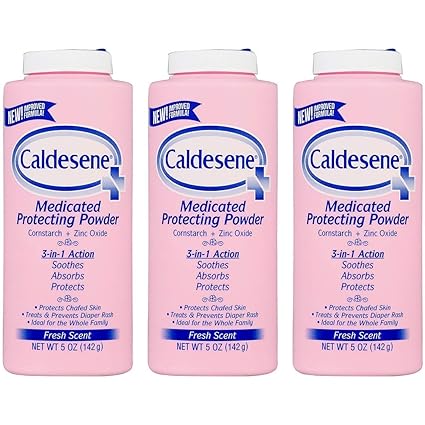 Caldesene Medicated Protecting Powder with Zinc Oxide & Cornstarch-Talc Free, 5 Ounce (3 Pack)